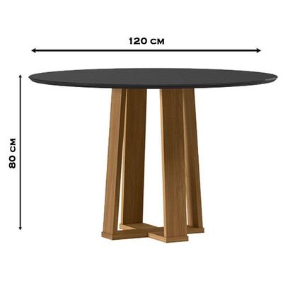 Mesa De Jantar 120 Cm Isabela Com Vidro Ype Preto - New Ceval