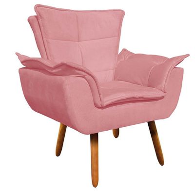 Kit 02 Poltronas Opala Com 01 Puff Opala Suede Rose