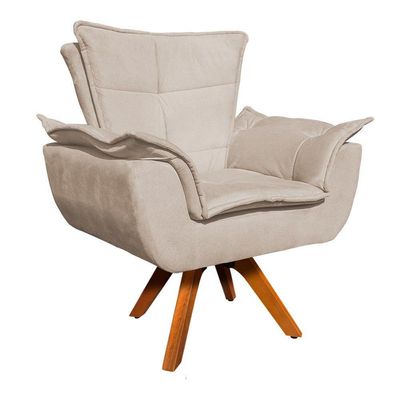 Poltrona Giratória Opala Suede Bege
