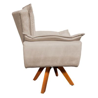 Poltrona Giratória Opala Suede Bege