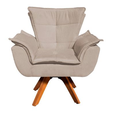 Poltrona Giratória Opala Suede Bege