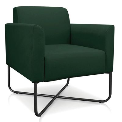 Kit 02 Poltronas Marisa Suede Verde Base X Industrial Preta