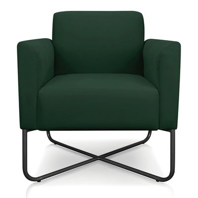 Kit 02 Poltronas Marisa Suede Verde Base X Industrial Preta
