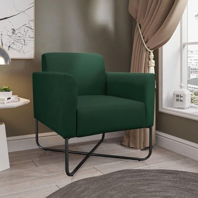 Kit 02 Poltronas Marisa Suede Verde Base X Industrial Preta