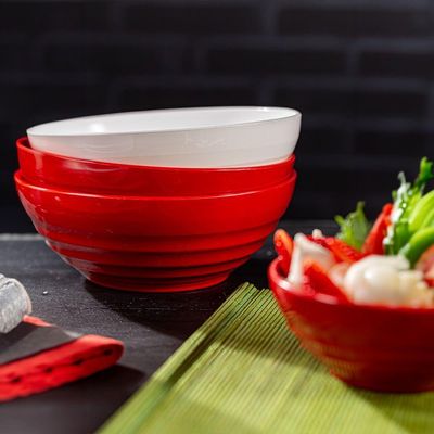 Bowl Oriental Redonda 500ml Coral Em Polipropileno Linha Tendência Vem
