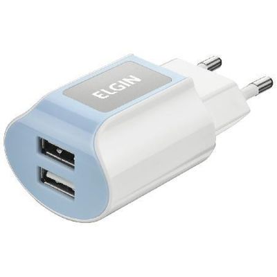 Carregador de Tomada com 2 Saida USB 5V 2.1A, Bivolt