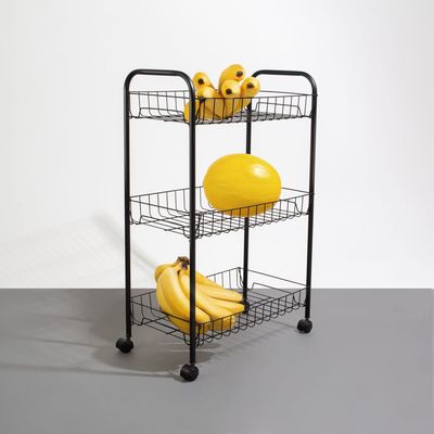 Fruteira 3 Andares Preta com Rodas