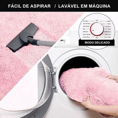 Tapete Sala Felpudo Peludo Rosa Bebe Redondo 200 Cm