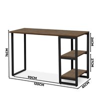 Mesa De Computador Industrial 1,20 Com Prateleiras Imbuia Preto Lux Steel Mobile