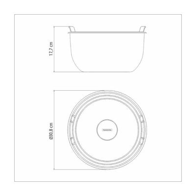 Recipiente Tramontina Cucina Em Aço Inox Com Tampa Plastica Preparar E Servir 28 Cm 8,3 L