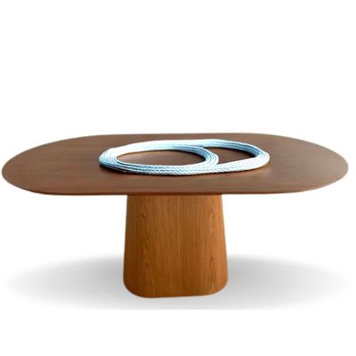 Mesa De Jantar Cone Retangular Arredondada 140x90cm Freijó