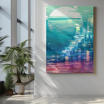 Quadro Decorativo Abstrato - Cidade Futurista Com Reflexos