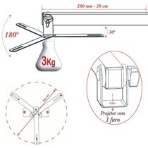 Suporte Projetor Datashow Teto Parede Braço 20 Cm Branco