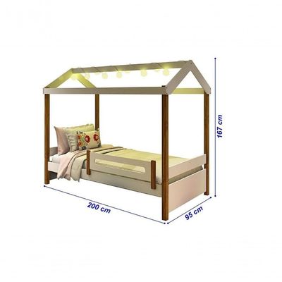 Cama Eliz Branco/mel Com Led E Cama Auxiliar - Divaloto