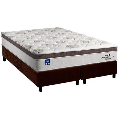 Conjunto Box King: Colchão Molas Plumatex Ensacadas Personalle + Base CRC Suede Brown (193x203)