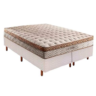 Conjunto Box King: Colchão Molas Paropas Ensacadas Eco Linho + Base CRC Courano White (193x203)