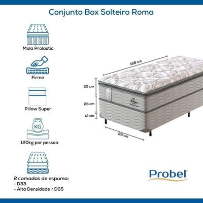 Conjunto Box Solteiro Mola Probel Roma (88x188x56cm)