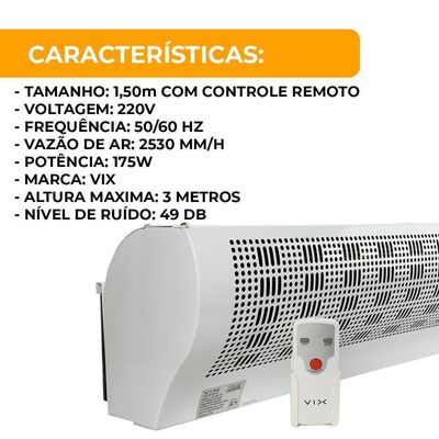 Cortina De Ar 1,50 Com Controle Remoto Vix 220V