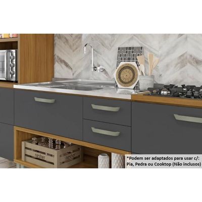 Cozinha Completa Princesa 3 Peças (1Aéreo+1Balcão+1Paneleiro) C6P62 Freijo/Off White - Nesher