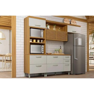 Cozinha Completa Princesa 3 Peças (1Aéreo+1Balcão+1Paneleiro) C6P62 Freijo/Off White - Nesher