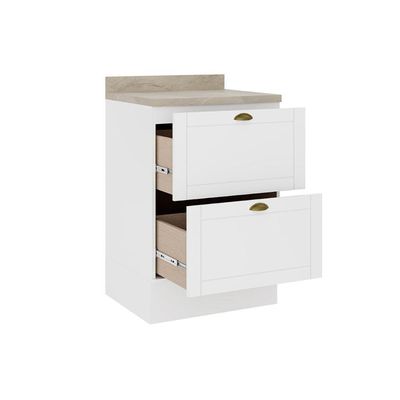 Balcão de Cozinha c/ Tampo Bella 2610 c/ 2 Gavetas 60cm Branco - Carraro
