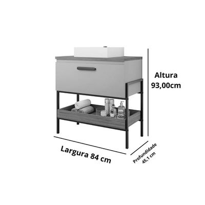 Gabinete de Banheiro Balcão Portinari 1 Porta c/Cuba 80cm Cappuccino/Freijo - MGM
