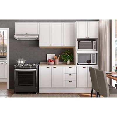 Paneleiro de Cozinha Bella 2616 Torre Quente c/ 2 Fornos 4 Portas 70cm Nogal/Cinza - Carraro