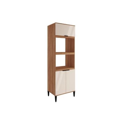 Paneleiro de Cozinha Alpha 2511 Torre Quente c/ 2 Fornos 3 Portas 70cm Freijo/Off White - Carraro