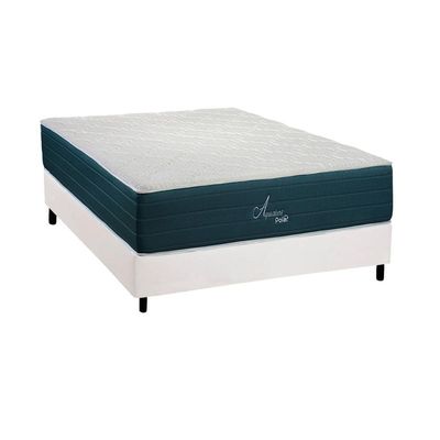 Conjunto Box Casal: Colchão Molas Polar Ensacadas Aquariuns + Base CRC Courano White (138x188)