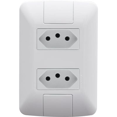 Kit 8 Conjunto 4x2 2 Tomadas 2p+t Tramontina Aria 10a 250v Branco