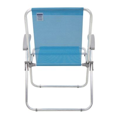 Cadeira De Praia Tramontina Creta Master Em Alumínio Com Assento Azul