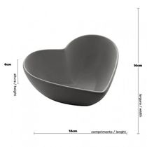 Bowl Petisqueira Coração De Ceramica Heart Cinza 18cm - Lyor