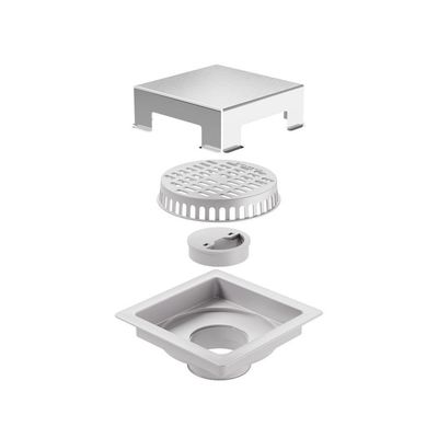 Ralo Quadrado Em Pvc Com Tampa Em Aço Inox Tramontina Square 10x10 Cm