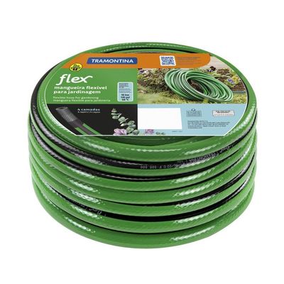 Mangueira Flex Para Jardim Tramontina Verde Com Faixa Preta Em Pvc 4 Camadas 20 M