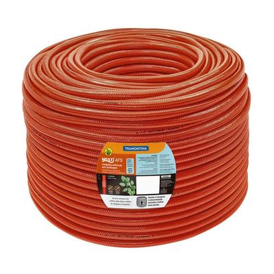 Mangueira Antitorção Multi Ats 1/2 Polegada Tramontina Laranja Em Pvc 3 Camadas 200 M
