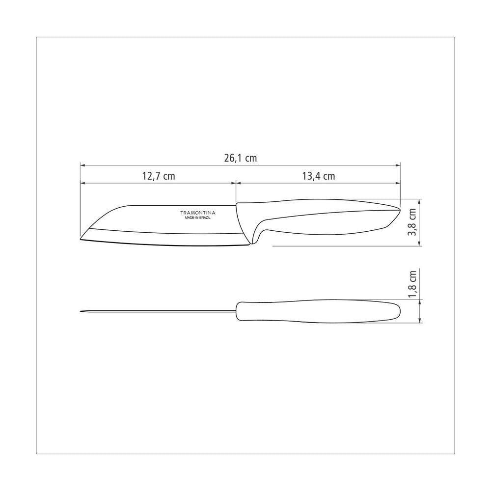 Faca Santoku Tramontina Plenus Com Lamina Em Aço Inox E Cabo De Polipropileno Preto 5"