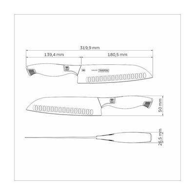 Faca Santoku Tramontina Sublime Em Aço Inox 7,5 Polegada