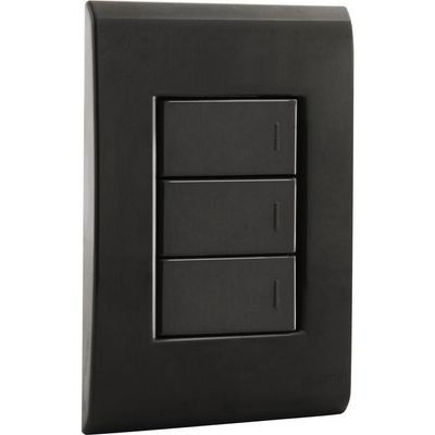 Conjunto 4x2 Com 3 Interruptores Simples 10 A 250 V Tramontina Liz Grafite