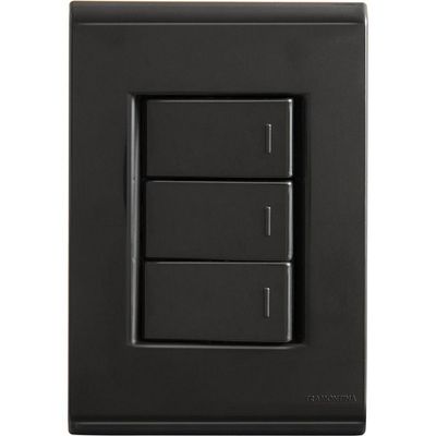 Conjunto 4x2 Com 3 Interruptores Simples 10 A 250 V Tramontina Liz Grafite