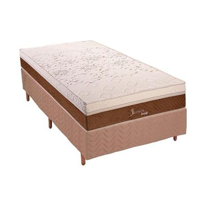 Cama Box Solteiro: Colchão Molas Polar Ensacadas Jasmim + Base CRC Rústico Clean(88x188)