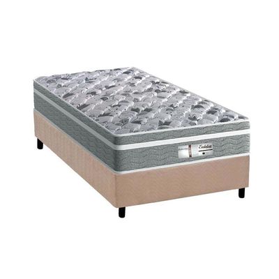 Cama Box Solteiro: Colchão Molas Probel Ensacadas ProDormir Evolution + Base CRC Suede Clean(88x188)