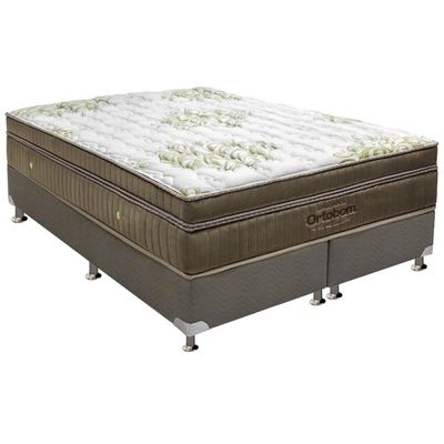 Cama Box King: Colchão Molas Ensacadas Ortobom Gold Ultragel + Base CRC Suede Gray(186x198)