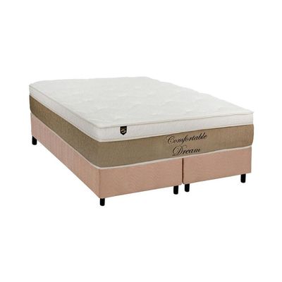 Cama Box King: Colchão Molas Ensacadas Luckspuma Comfortable Dream + Base CRC Suede Clean(193x203)