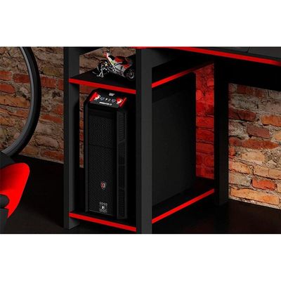 Mesa Computador Gamer ME4152 Preto/Vermelho - Tecno Mobili