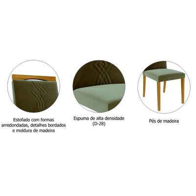 Kit 2 Cadeiras de Cozinha Laura Madeira 2 Un Madeirado/Suede Joli Capuccino - Cimol