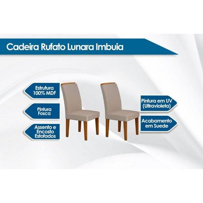 Kit 2 Cadeiras de Cozinha Lunara 2 Un Madeira Capuccino/Suede Creme - Rufato