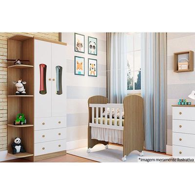 Prateleira Decorativa Sala Estar Smim/Luna Branco - Peroba