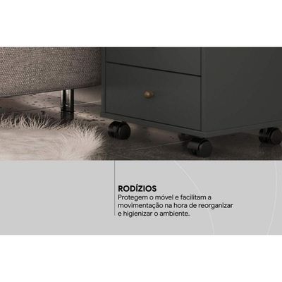 Mesa Cabeceira Infantil Presence c/ 4 Gavetas Amendola Touch/Grafito - Demóbile