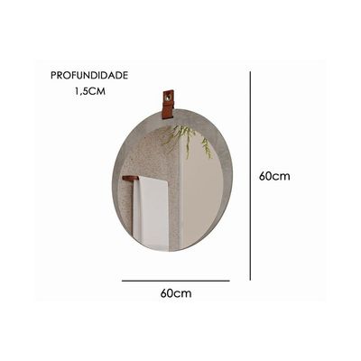 Espelheira de Banheiro Lua Parede Oval 60x60cm Capuccino - MGM