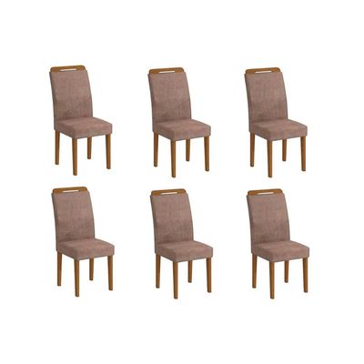 Kit 6 Cadeiras de Cozinha Athenas 6 Un Imbuia-Capuccino/Suede Capuccino - Rufato